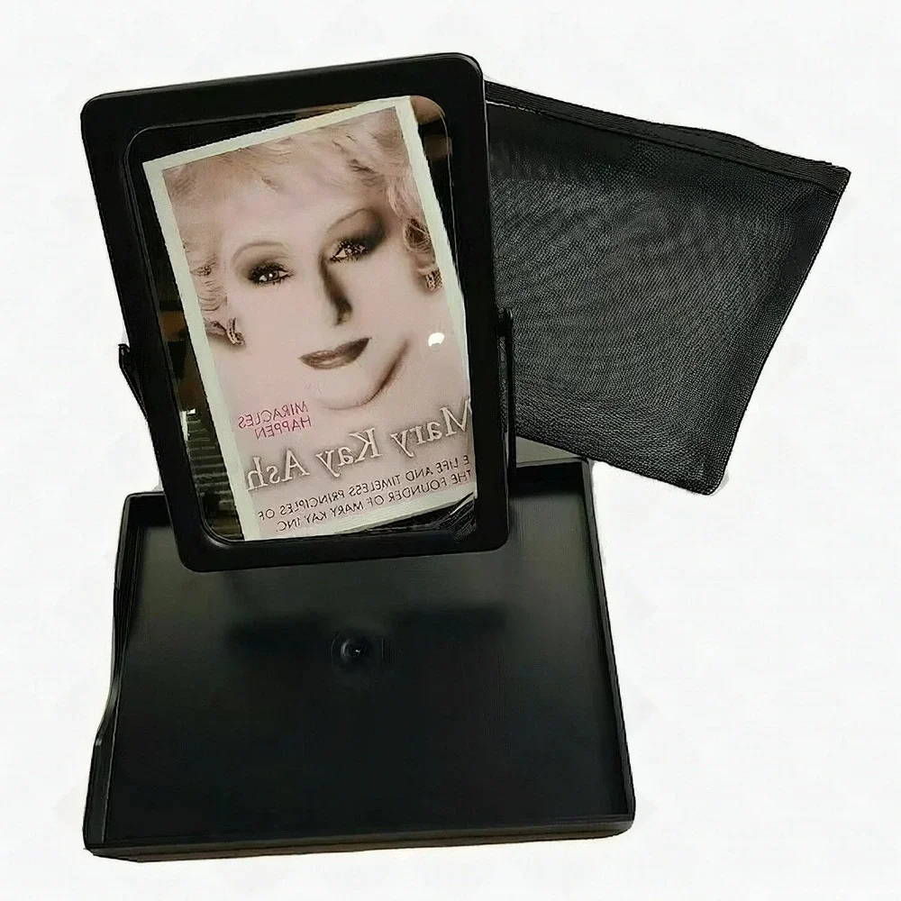 MARY KAY Portable Stand-Up Makeup Mirror Black Travel Tray Folding Vanity Mirror